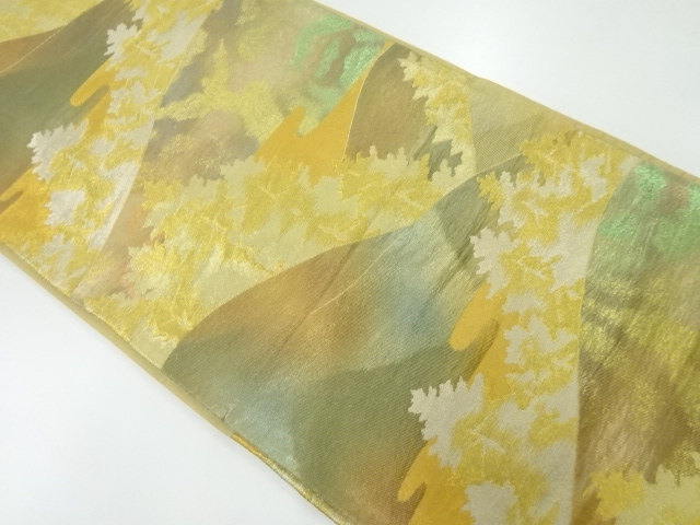 アンティーク　樹木模様織り出し袋帯(材料)